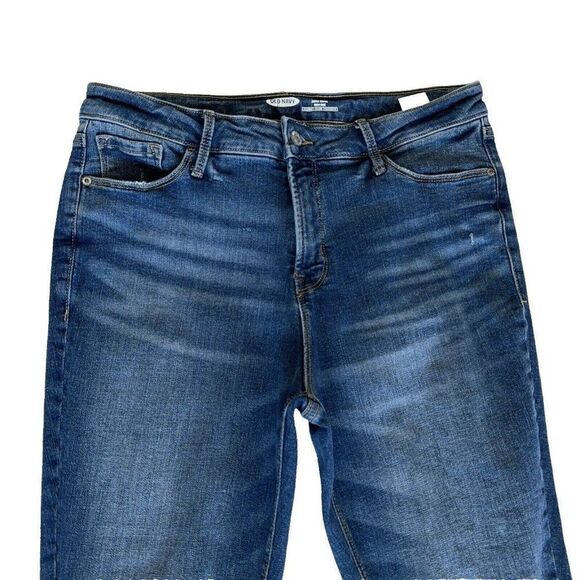 Old Navy Rockstar Womens Jeans Super Skinny High Rise Sz 12 Distressed Med Dark - Picture 2 of 10